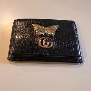 Authentic GUCCI Petite Mormont Card Pass Case Wallet Leather Black RARE
